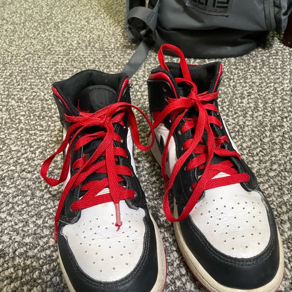 Kids High-Top Sneakers - Black, White, and Red